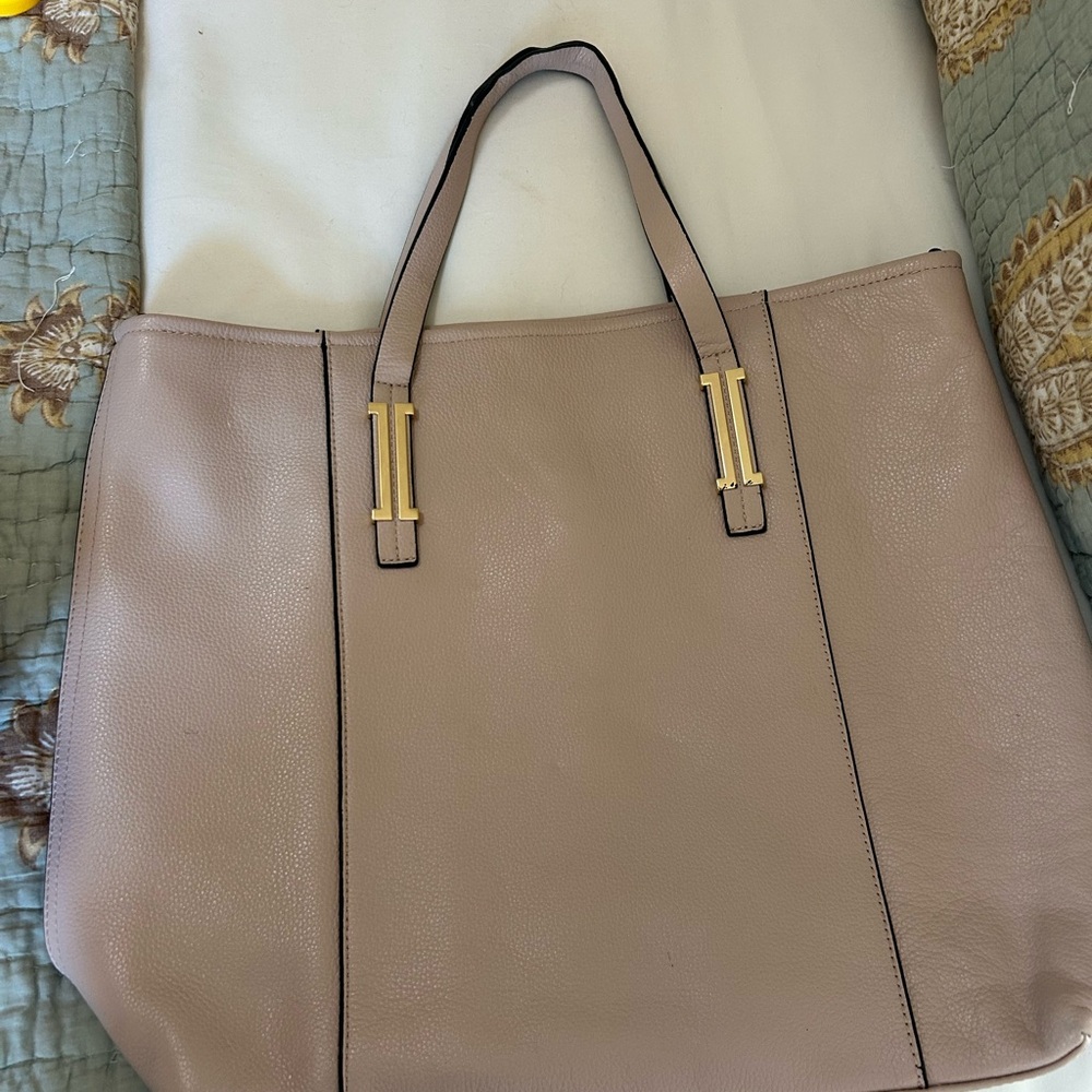 Ivanka Trump Taupe Tote with Gold Accents